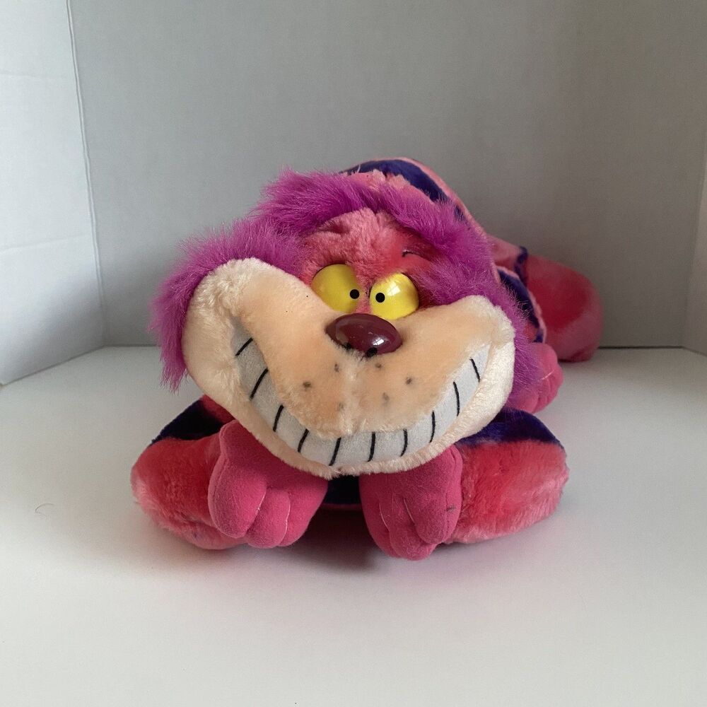 Vintage Alice in Wonderland Purple And Pink Cheshire Cat Disney Stuffed Animal
